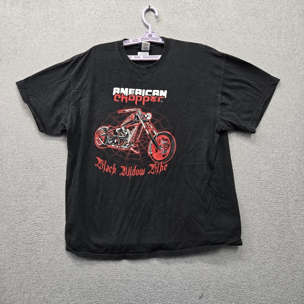 American Chopper Men Shirt XL Black Black Widow Bike Motorcycle Logo Graphic